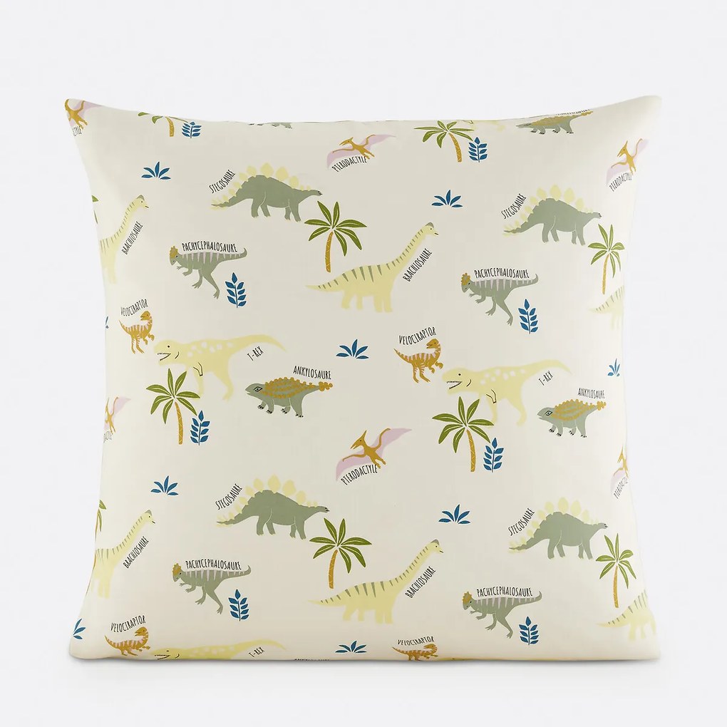Kussensloop voor kinderen, biologisch katoen, dinosaurusopdruk, ALNIS