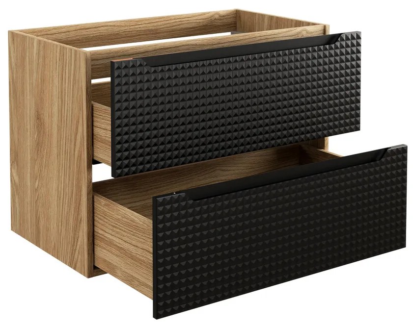 Comad Luxor Black badmeubel 80cm met 2 lades en wastafel zwart mat