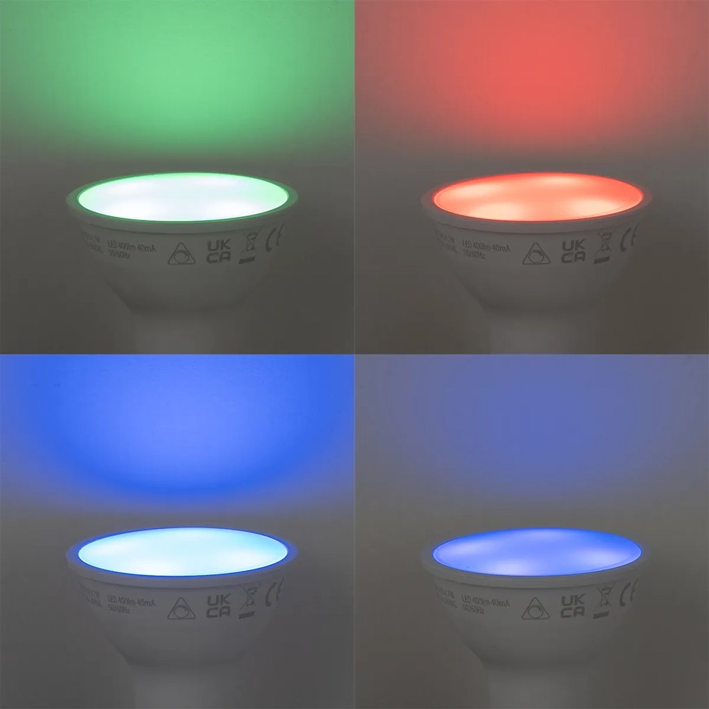 Smart GU10 50mm dimbare LED lamp opaal RGBW 4.7W 400 lm 2700-6500K