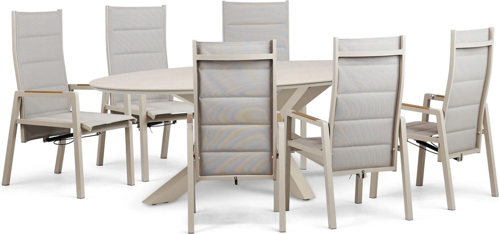 Tuinset 6 personen 240 cm Aluminium Taupe Lifestyle Garden Furniture Essence/Lunea