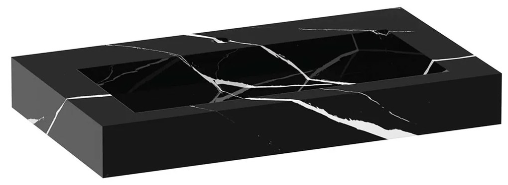 Brauer Coral wastafel marmerlook 80cm met kraangat nero marquina