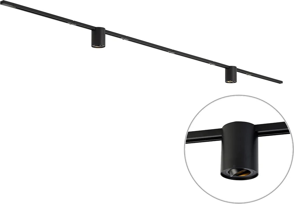 Modern railsysteem zwart met 2 spots 1-fase - Iconic Rondoo Up