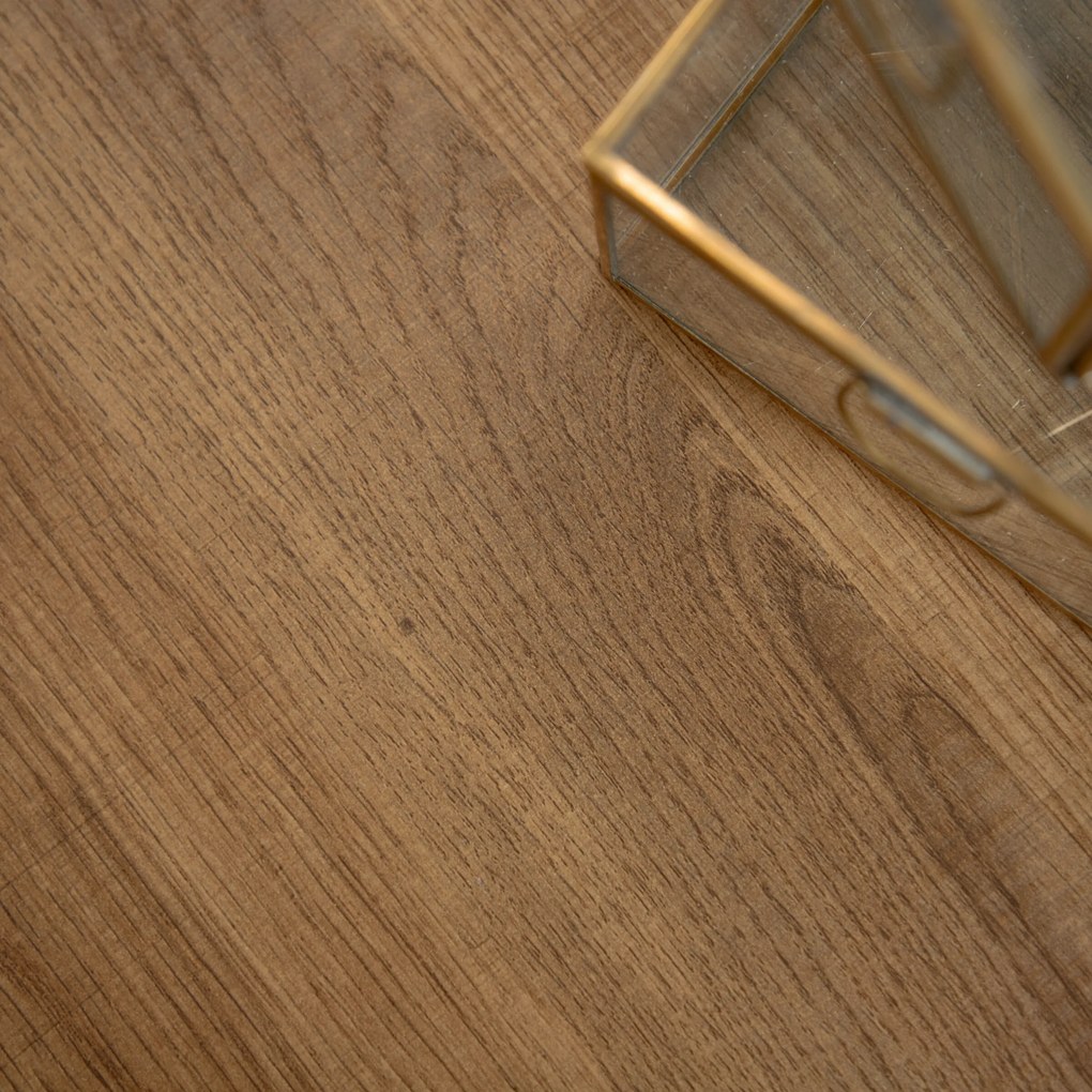 Industriële Ronde Eettafel 'Judy' 120cm, 3D-eikenlook brownwash