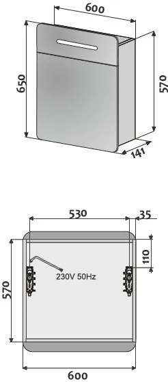 Galva Varia spiegelkast met 1 softclose deur en LED-verlichting 60cm