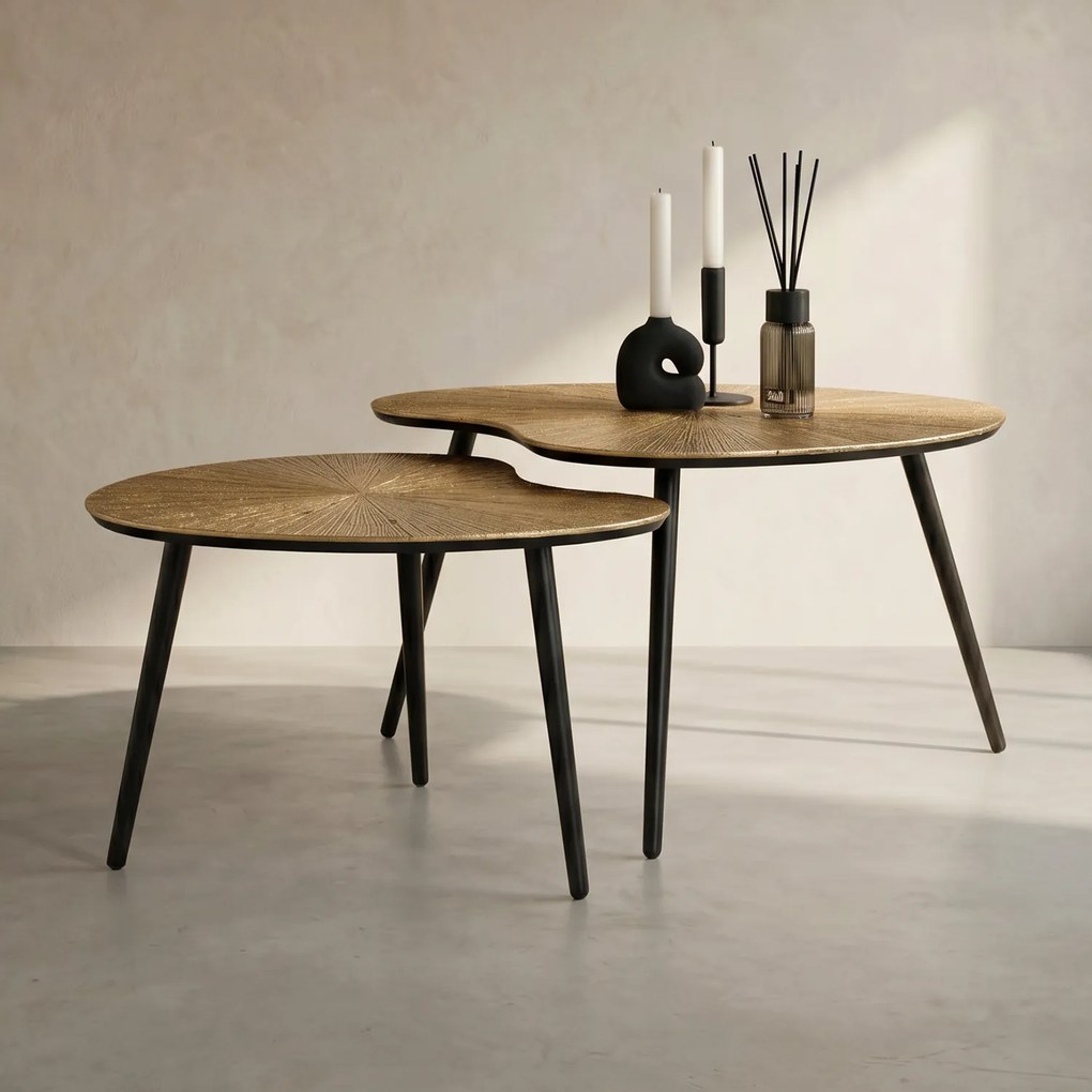 Salontafel Set Niervormig Goud - 71 X 56cm.