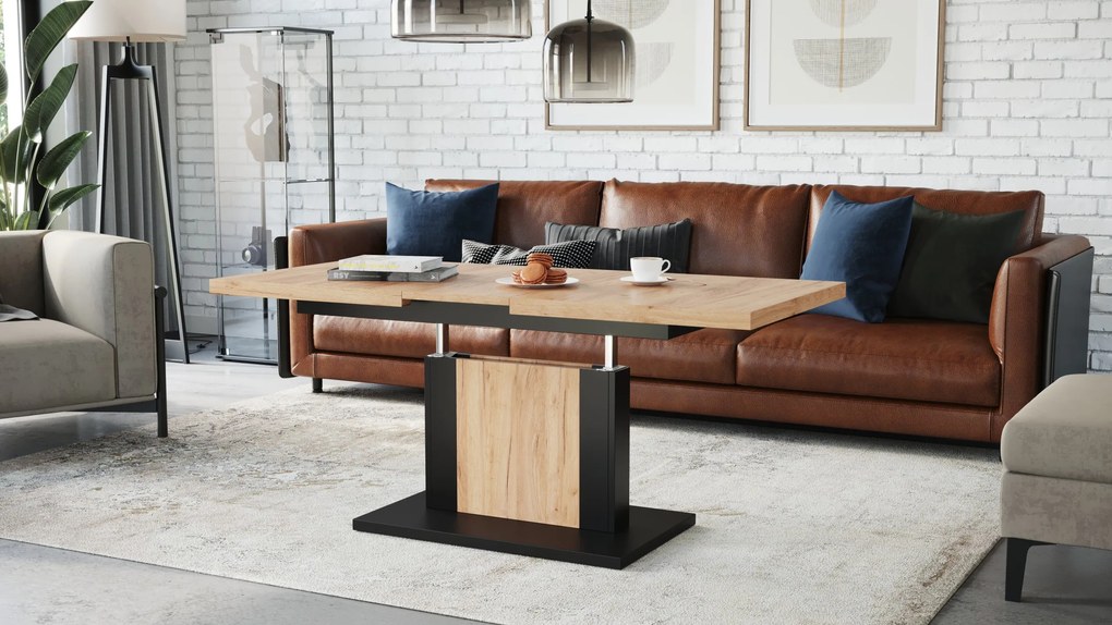ORION gouden eiken / zwart, salontafel