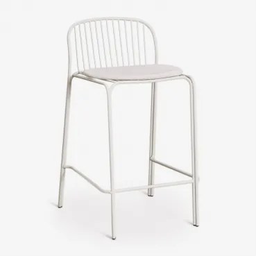 Anerina Hoge Kruk Van Staal ↑65 Cm & Gardenia Wit & Grijsachtig Wit - Sklum