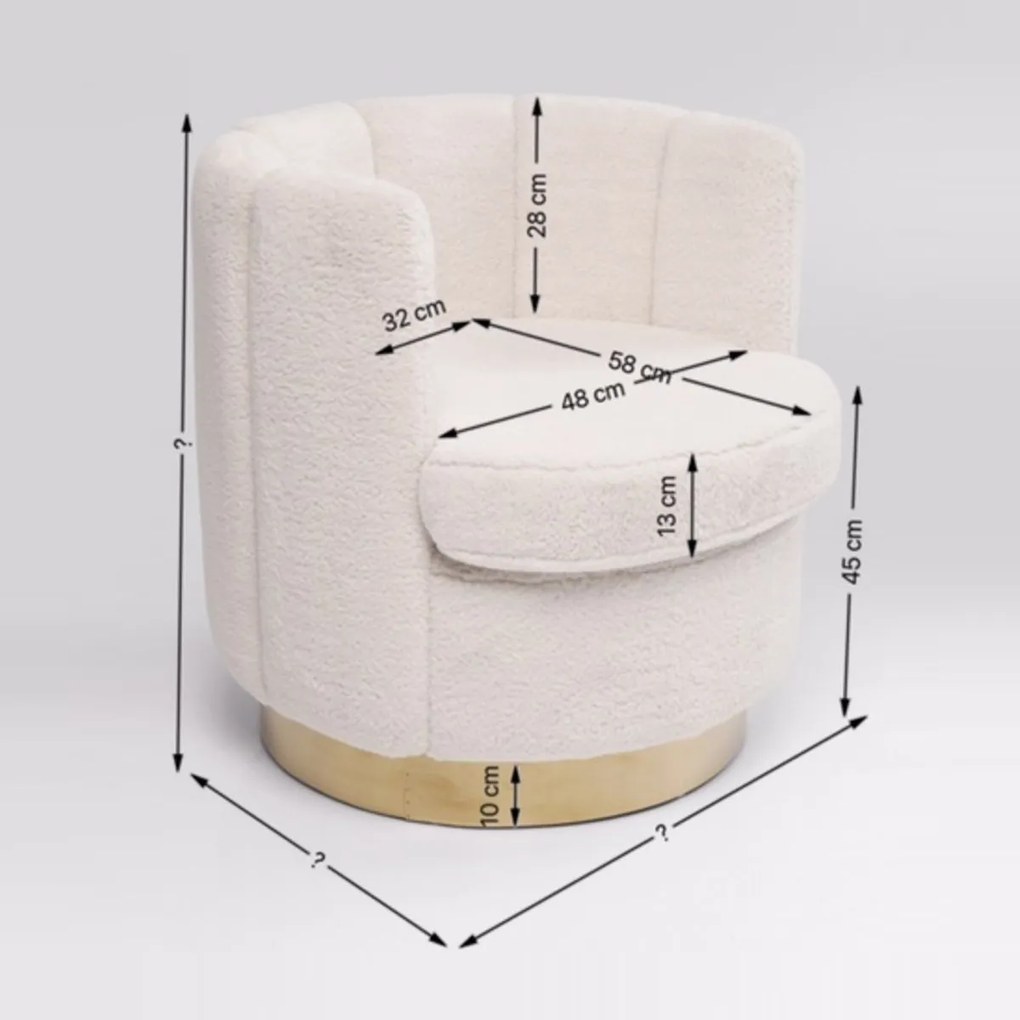 Kare Design Silhouette Fur Ronde Teddy Fauteuil Wit