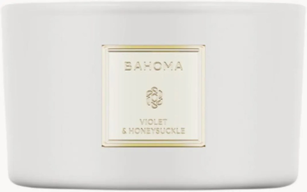 Handgegoten 3-lonts geurkaars Violet & Honeysuckle (perzik, kamperfoelie, muskus)