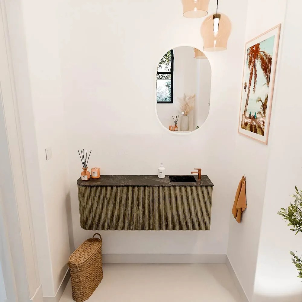 Mondiaz Joya DLux 110cm toiletmeubel ronding links dusk met wastafel faye rechts 1 kraangat lava