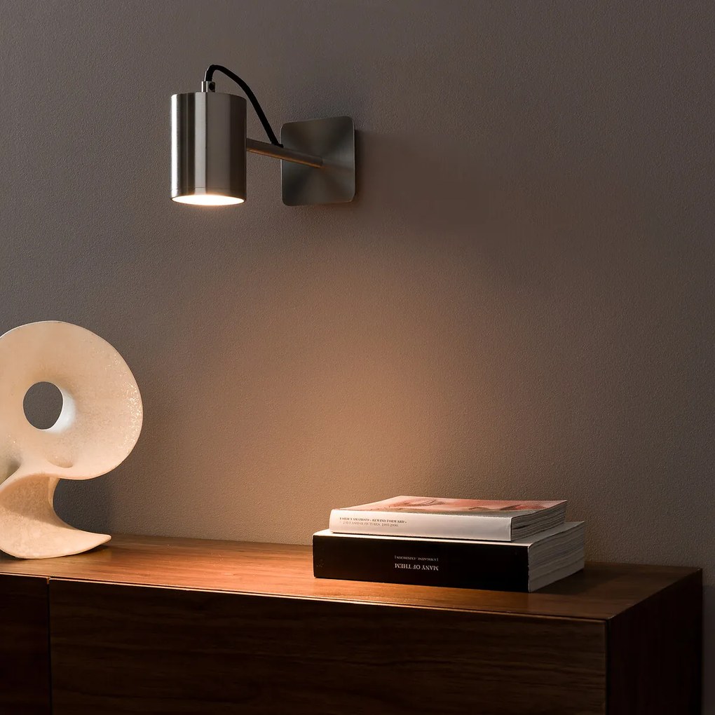 Wandlamp spot, satijnnikkel afwerking, Girevole