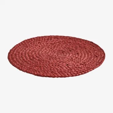 Ronde Jute Onderzetter Yorvet Rood – Bordeaux - Sklum