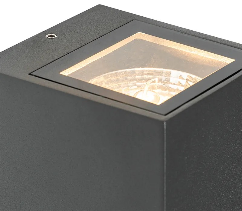 Wandlamp grijs 2-lichts IP44 met schemersensor - Baleno