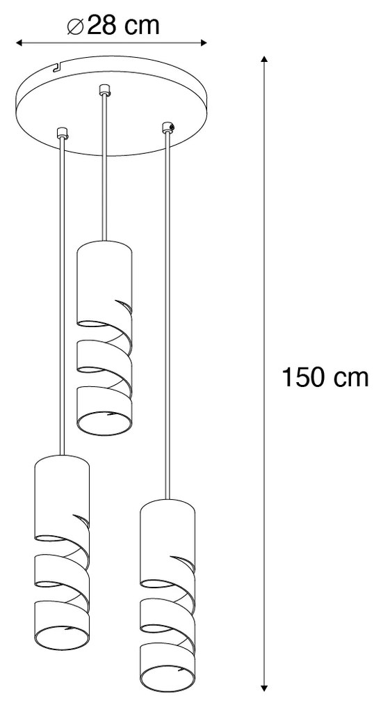 Moderne hanglamp zwart 3-lichts - Stream Modern GU10 rond Binnenverlichting Lamp