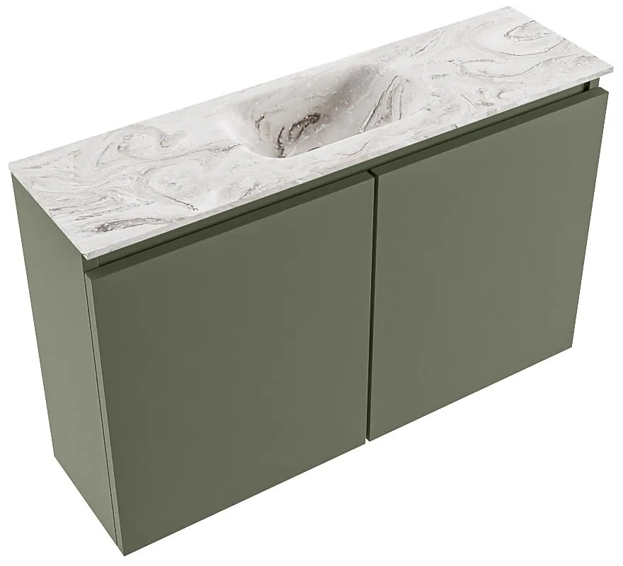 Mondiaz Ture DLux toiletmeubel 80cm army met wastafel glace midden met kraangat