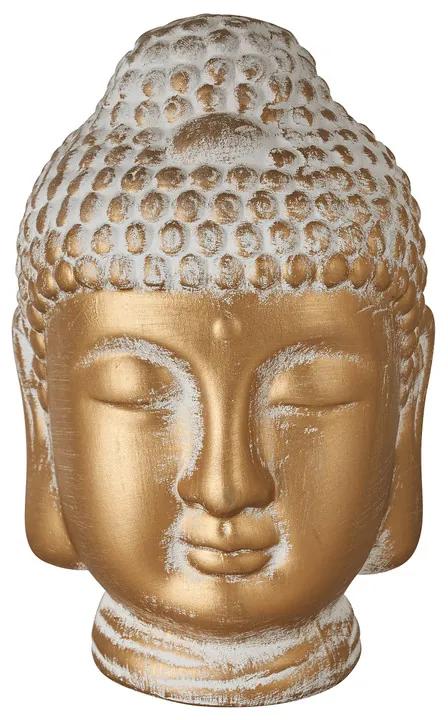 Boeddha hoofd - cement/goud - 12.5x13x20 cm