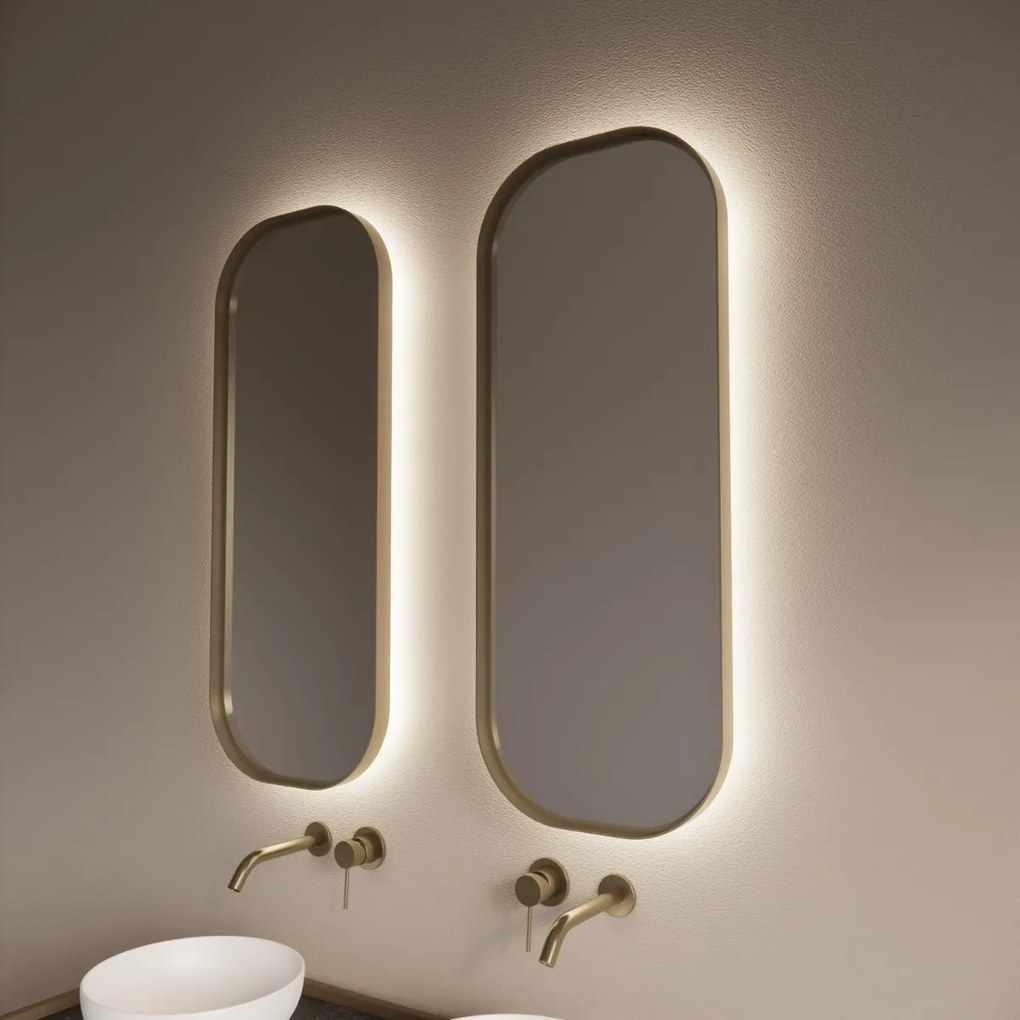 Gliss Design Plato spiegel met LED-verlichting 50x100cm mat goud