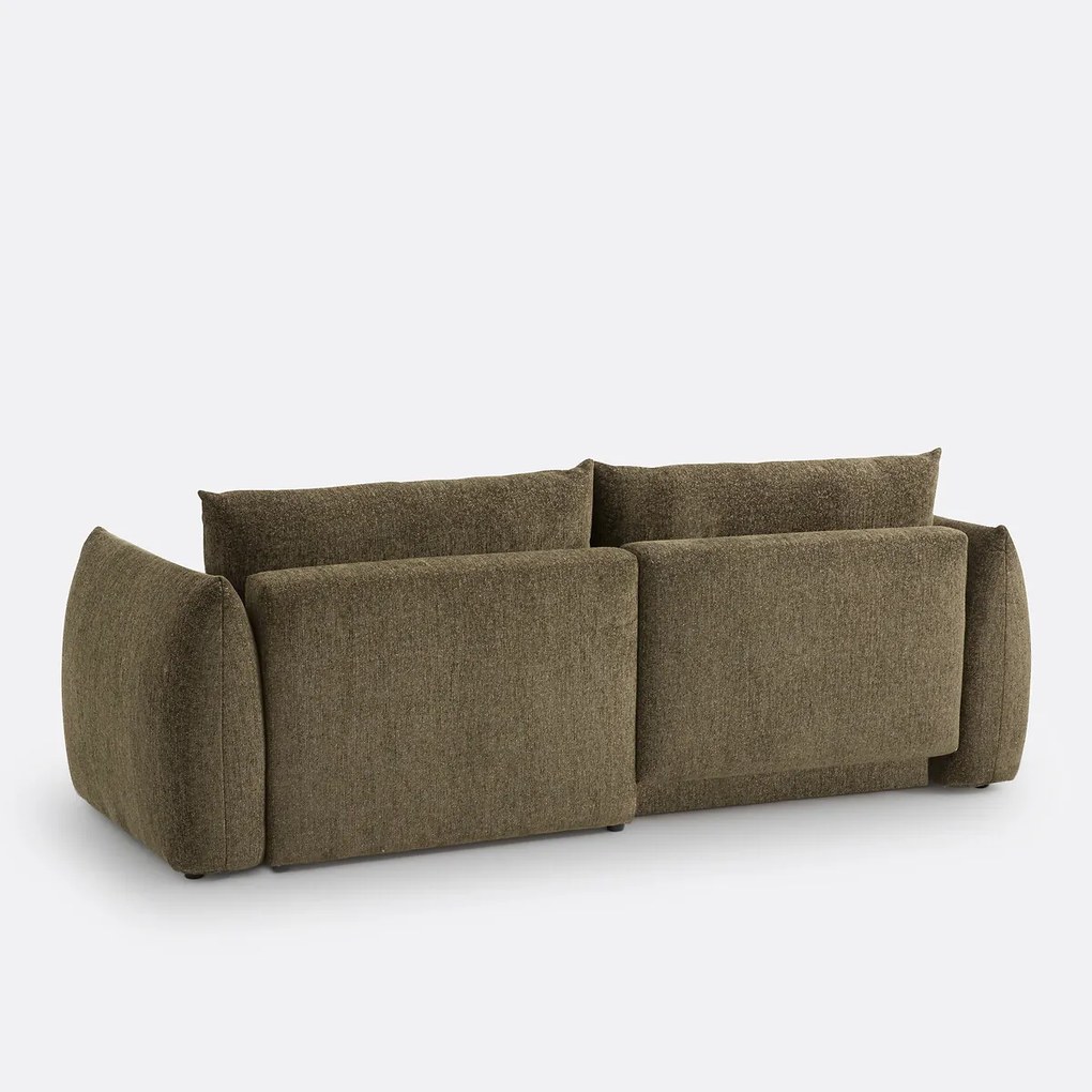 Ombouwbare hoekbank met koffer, in gemêleerde chenille stof, Edith