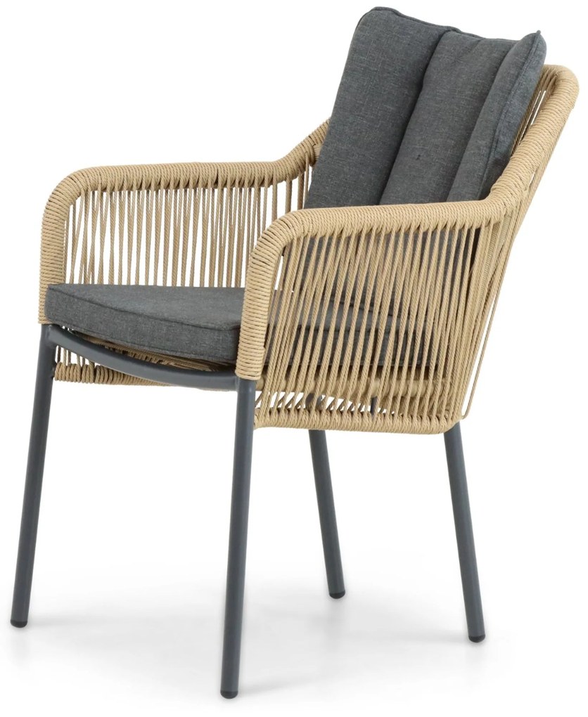 Tuinset Ronde Tuintafel 4 personen 125 cm Aluminium/Rope Taupe  De Laan Projects