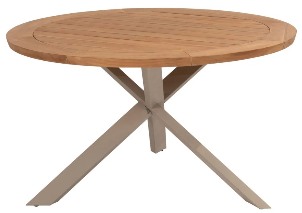 Taste by 4 Seasons Prado tuintafel latte met rond teak blad Ø 130 cm  Tuintafel    beige weerbestendig