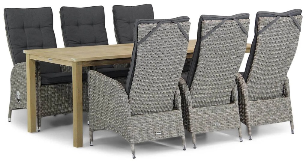 Tuinset 6 personen 210 cm Wicker Grijs Garden Collections Lincoln/Weston