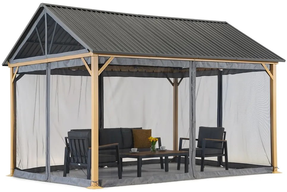 Teramo metalen tuinhuisje met klamboe 3x4 Tuinpunt