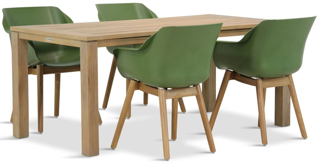 Tuinset 4 personen 180 cm Kunststof Groen Hartman Sophie