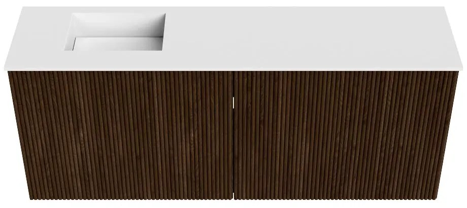 Mondiaz Joya 100cm toiletmeubel walnut met wastafel faye links zonder kraangat talc