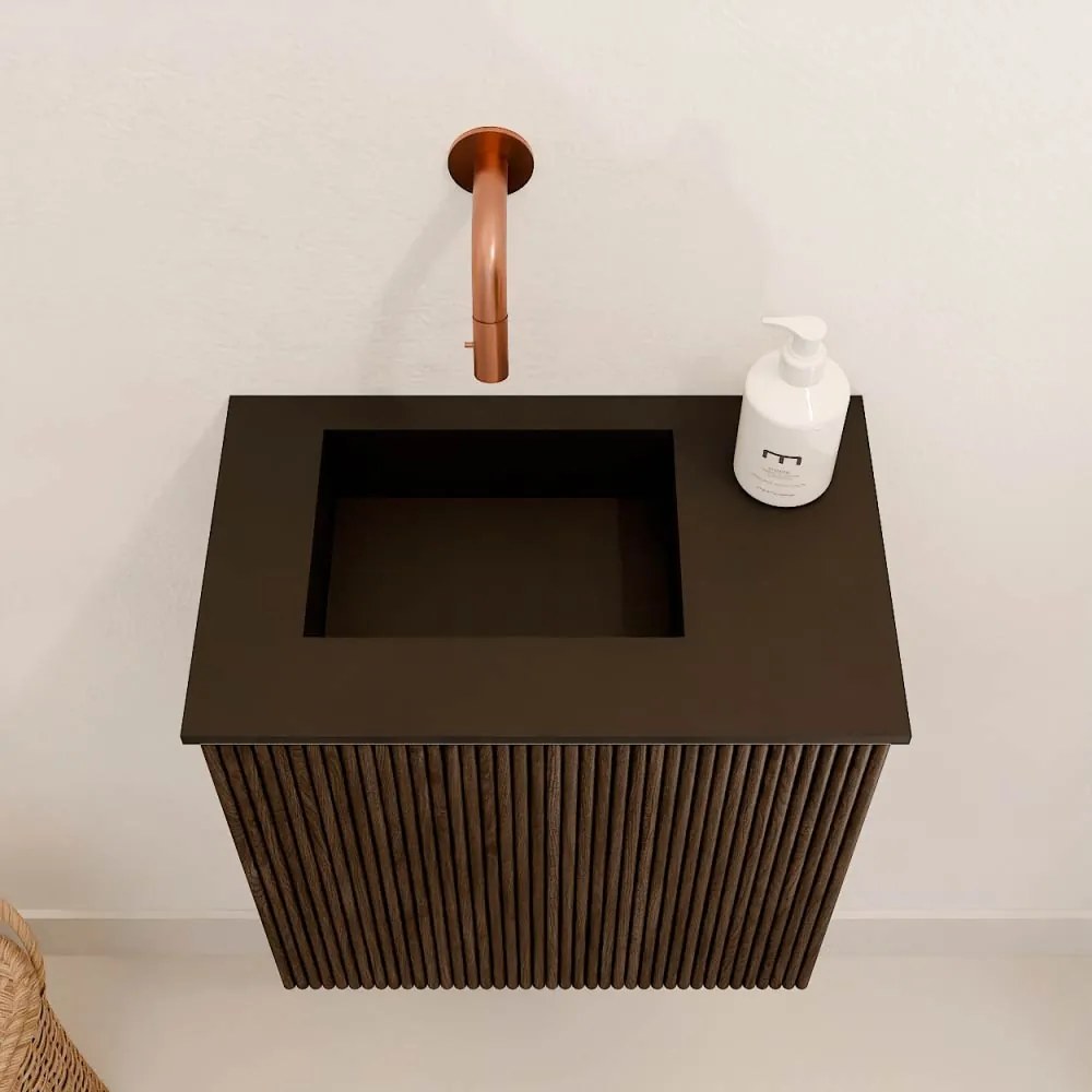 Mondiaz Joya 40cm toiletmeubel walnut met wastafel faye links zonder kraangat urban