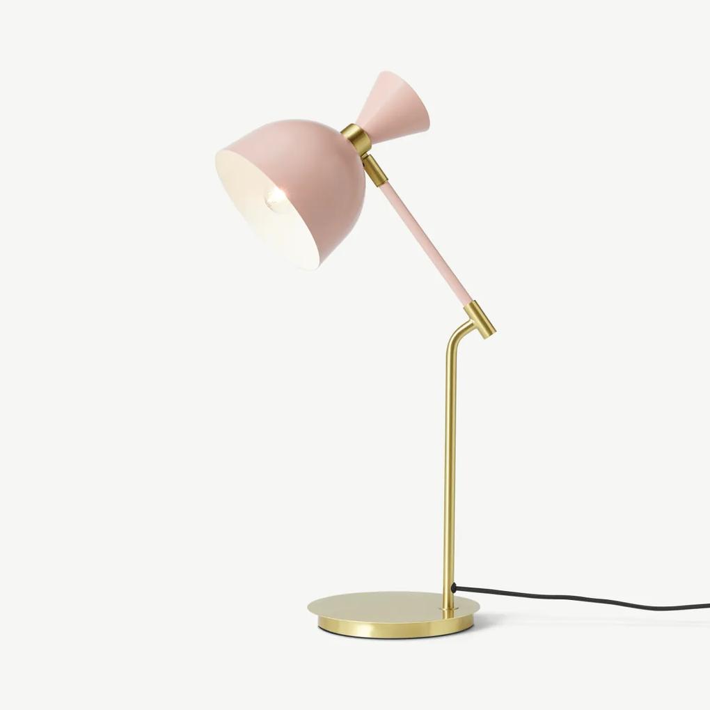 Keeva Table Lamp, Pink and Brushed Brass