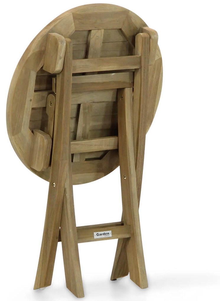 Tuintafel Rond 60 cm Teak Old teak greywash Derby inklapbare