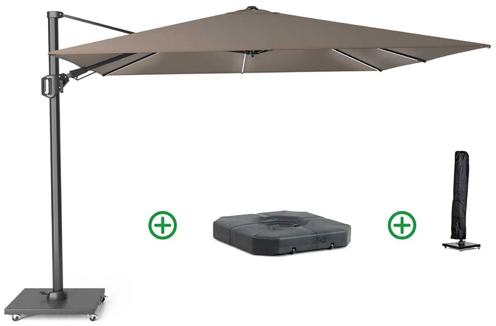 Platinum Challenger zweefparasol 3x3m T2 premium (incl. voet + hoes) havana