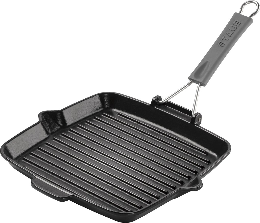 Staub Grill Pans Grillpan met schenktuit 24 cm, Zwart - Grill Pans - Staub