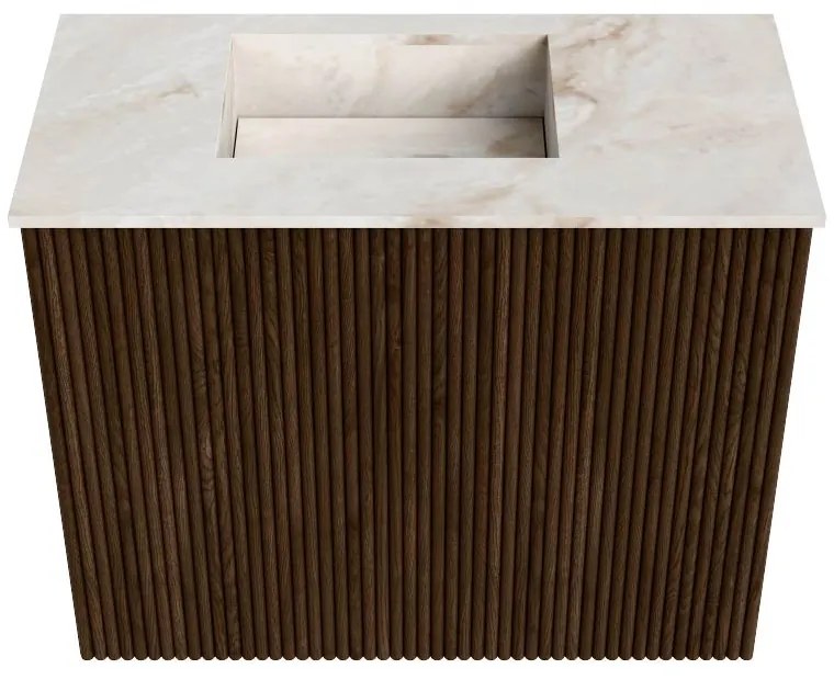 Mondiaz Joya DLux 50cm toiletmeubel walnut met wastafel faye links zonder kraangat frappe