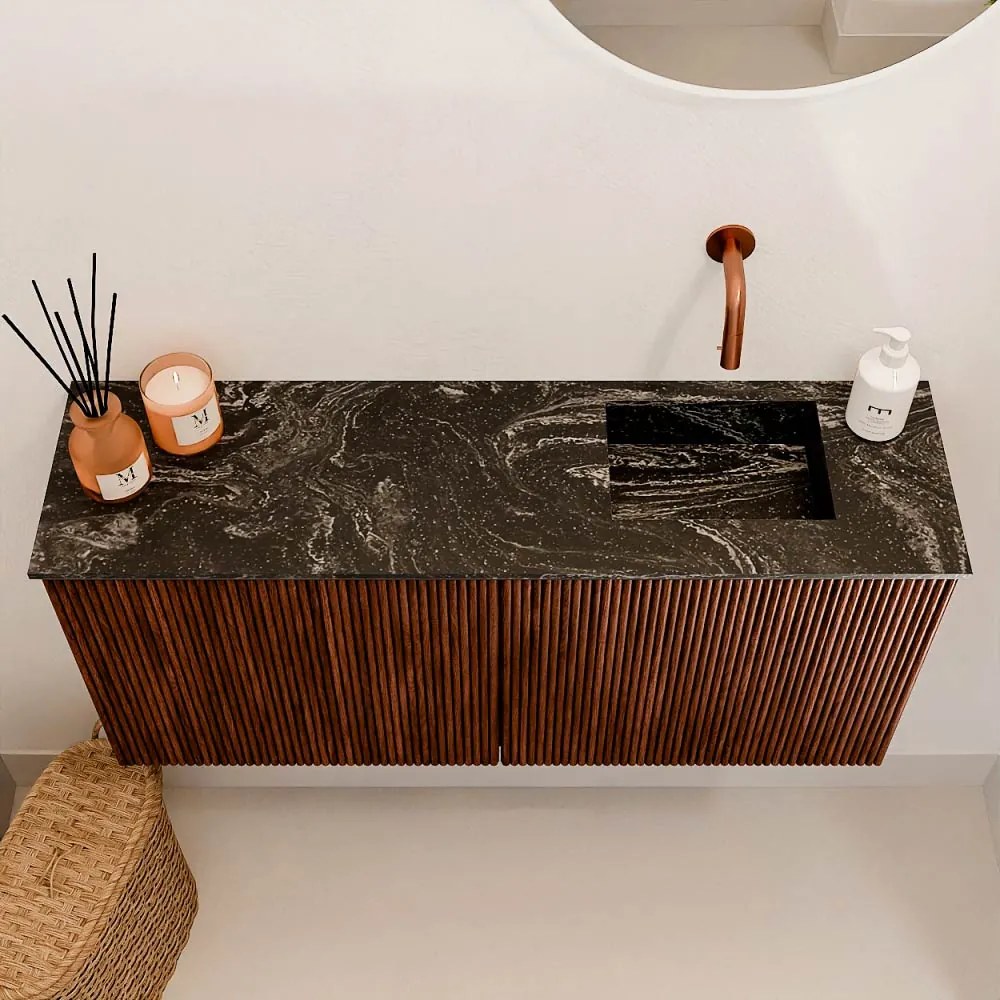 Mondiaz Joya DLux 90cm toiletmeubel ruby met wastafel faye rechts zonder kraangat lava