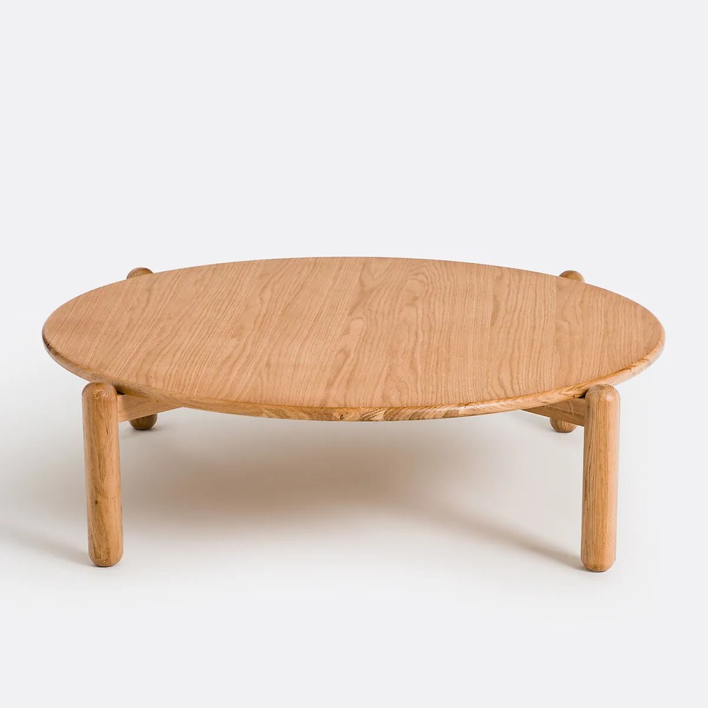 XL ronde salontafel, massief eiken en eikenfineer, diameter 94 cm, Coloquo