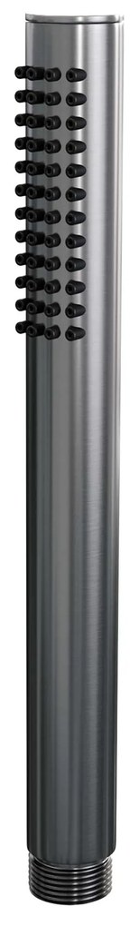 Brauer Gunmetal Carving complete inbouw regendouche set 03 met 20cm douchekop, gebogen muurarm en staafhanddouche gunmetal geborsteld PVD