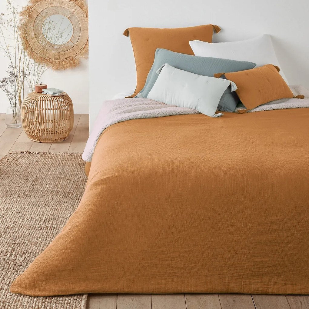 Effen beddensprei in tetra/sherpa Kumla