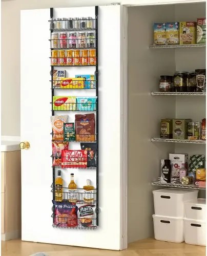 VEVOR Pantrykastorganizer voor boven de deur, 9-laags stalen hangende kruidenrekken, verstelbare wandplanken, voor thuis, keuken en badkamer, zwart