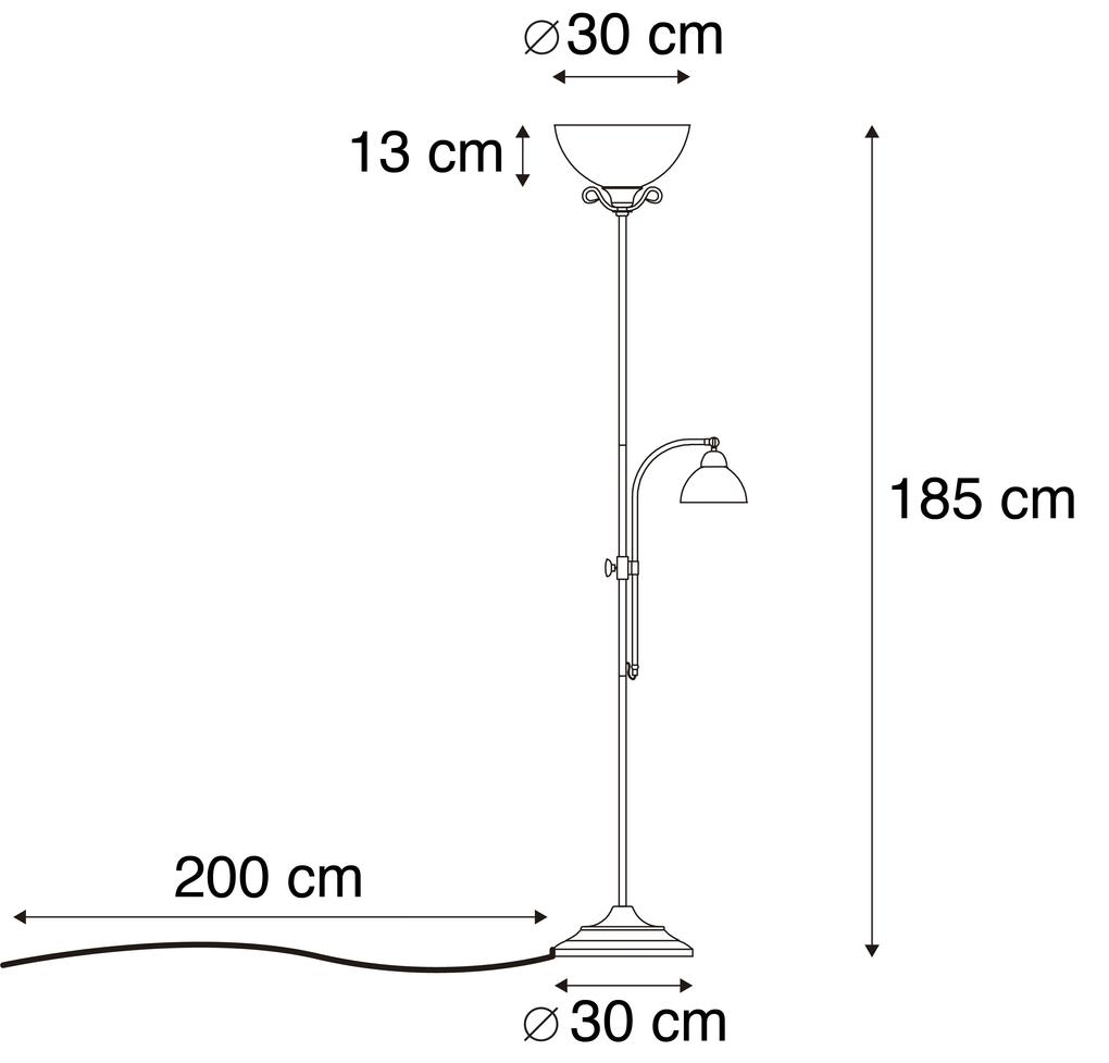 Klassieke vloerlamp bruin met leeslamp - Dallas Landelijk / Rustiek E27 rond Binnenverlichting Lamp