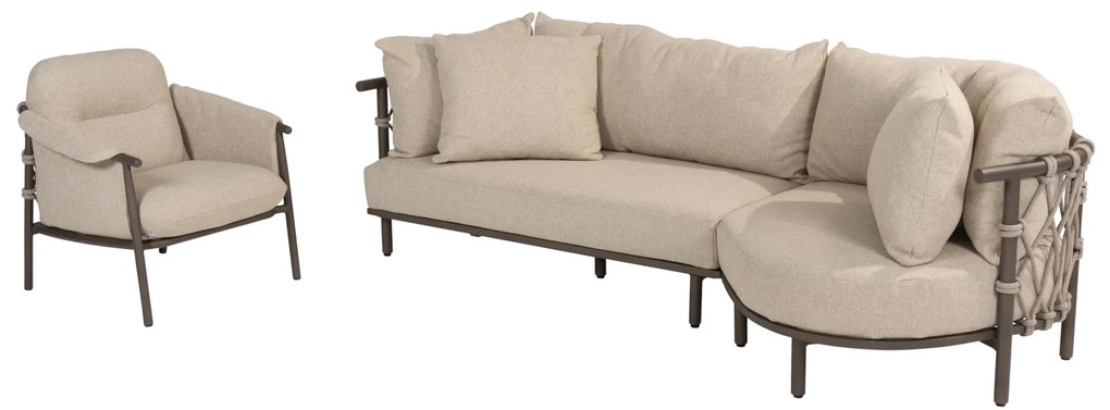 Ezra organische chaise longue loungeset  3 delig terre 4 Seasons Outdoor