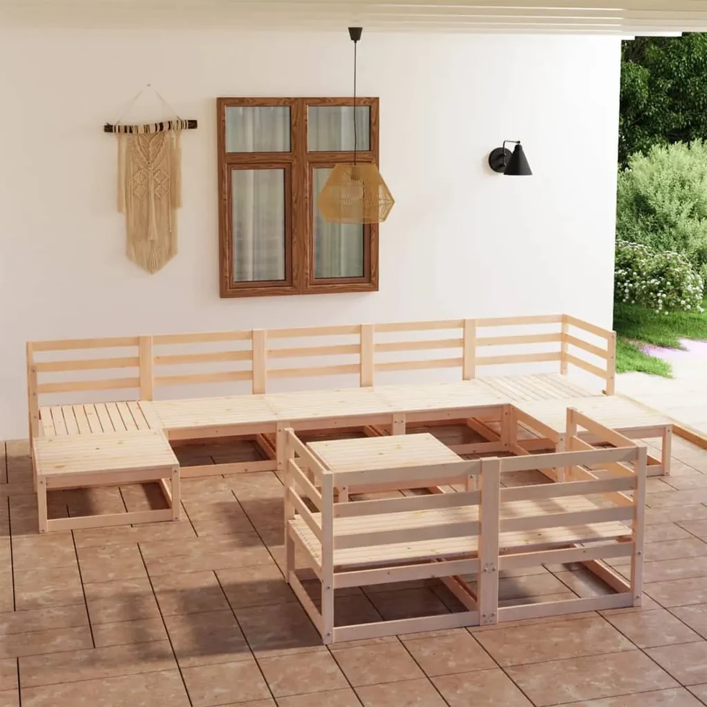 vidaXL 10-delige Loungeset massief grenenhout