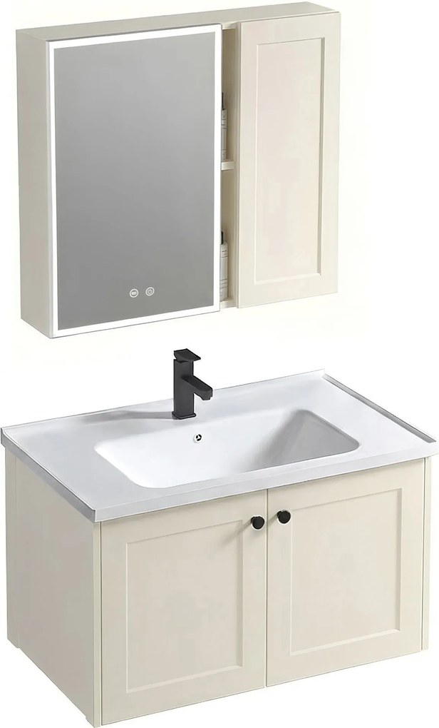 Badkamermeubelset met wastafel Monti 60cm Creme