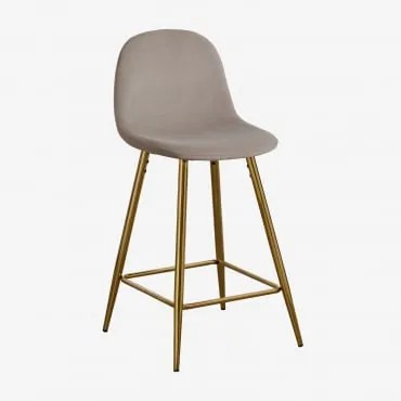 Glamm Fluwelen Hoge Kruk Grijs – Taupe & ↑65 Cm & Goud - Sklum