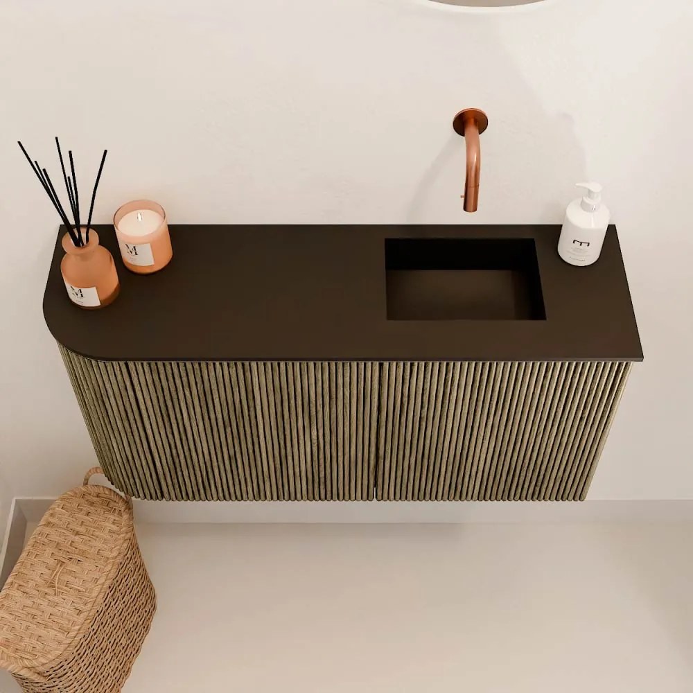 Mondiaz Joya 80cm toiletmeubel ronding links dusk met wastafel faye rechts zonder kraangat urban