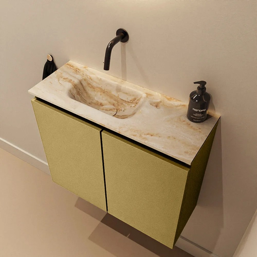 Mondiaz Ture DLux toiletmeubel 60cm oro met wastafel frappe links zonder kraangat