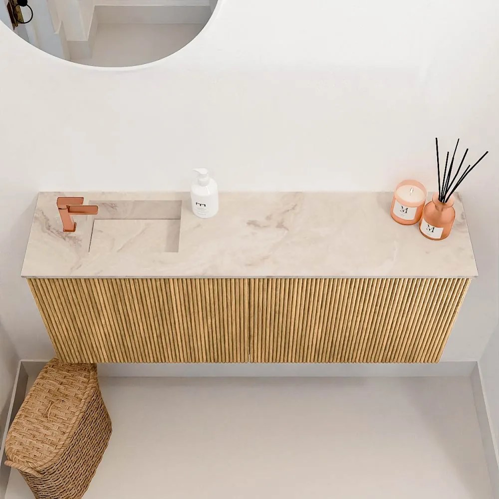 Mondiaz Joya DLux 100cm toiletmeubel oak met wastafel faye links 1 kraangat frappe