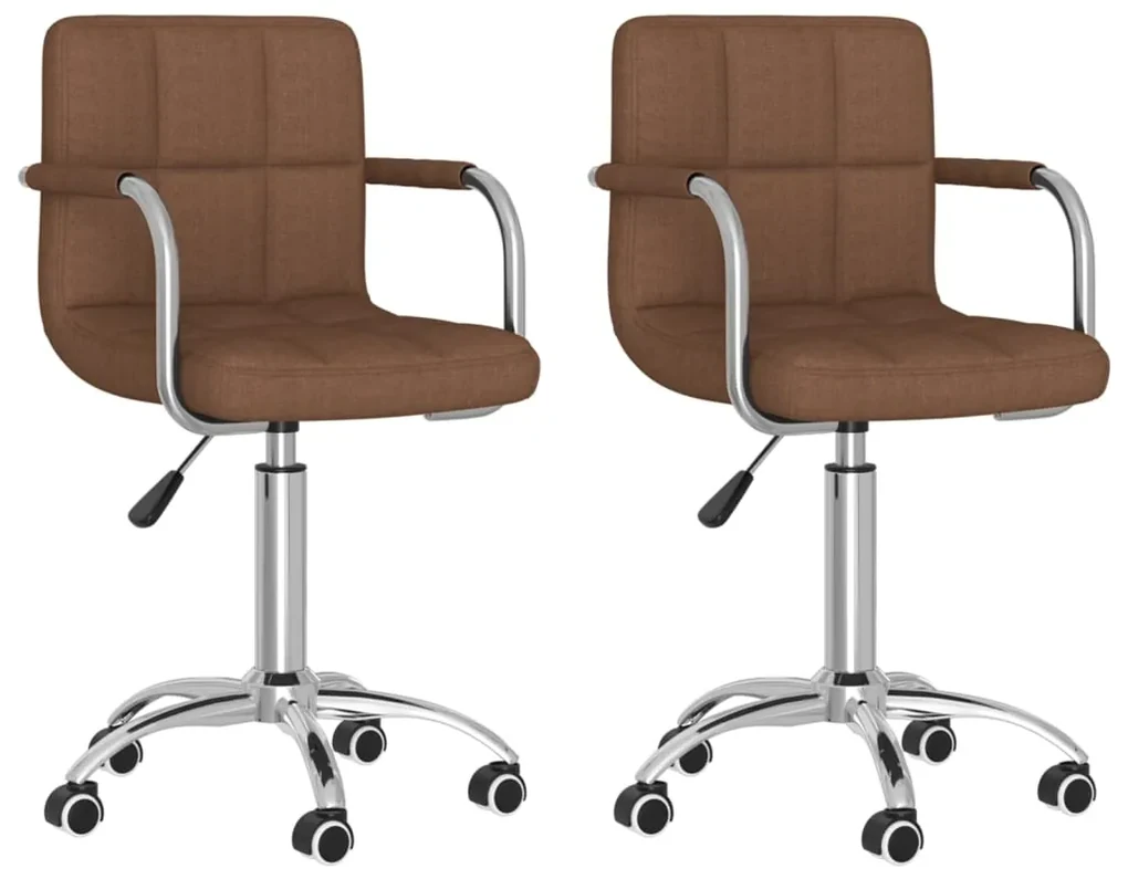 vidaXL Eetkamerstoelen draaibaar 2 st stof bruin