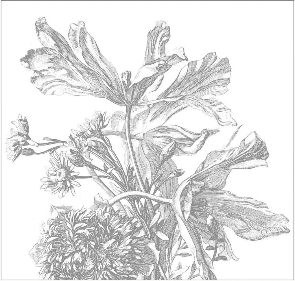Behang Engraved Flowers