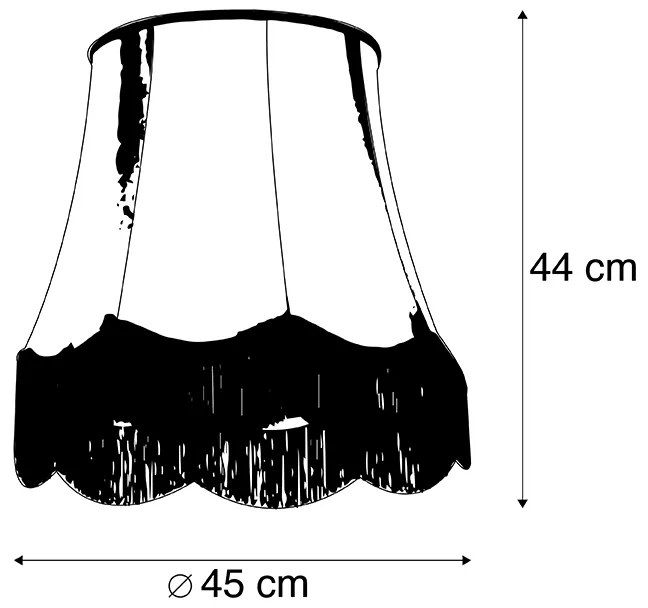 Zijden lampenkap zwart met grijs 45 cm - Granny